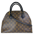 Louis Vuitton Alma Intu 2-Way Shoulder Bag Monogram Macassar Leather Black Brown