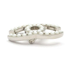 Chanel Brooch CC Logo Silver White — view 4
