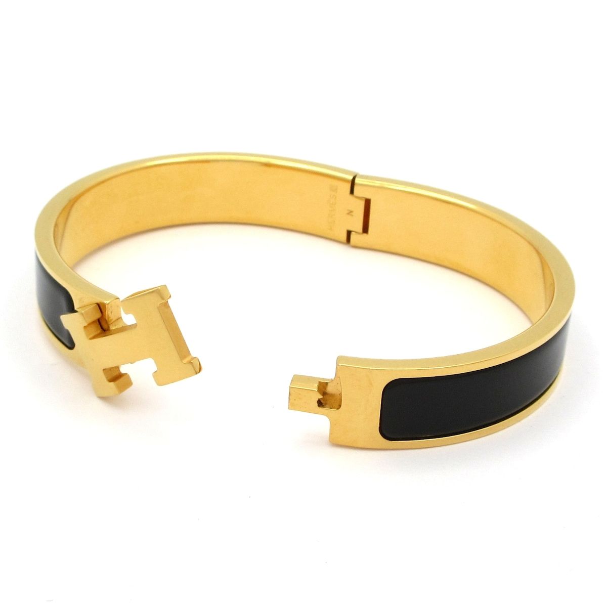 Hermes Bangle Click Gold Black Bracelet — view 5