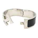 Hermes Bangle Clic Clac Leather Silver Black Bracelet — view 5