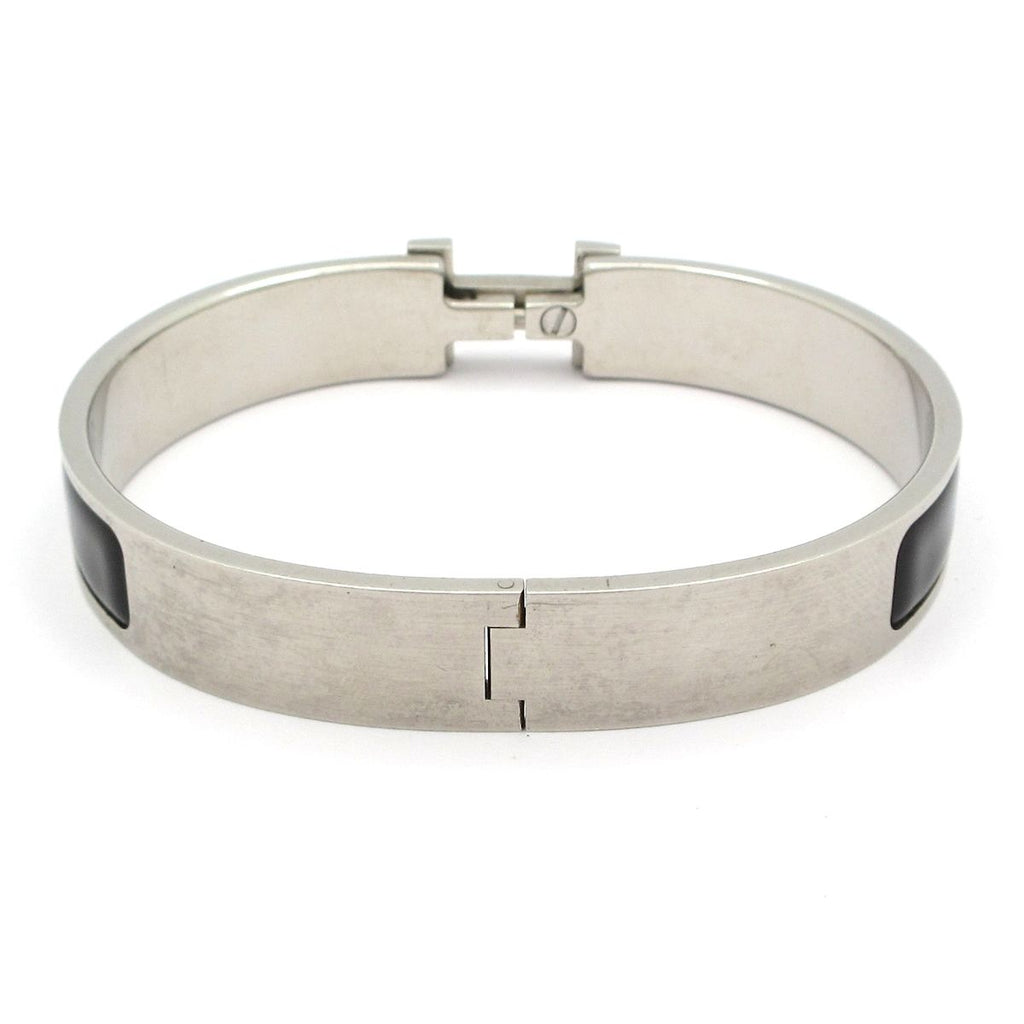 Hermes Bangle Click HH Silver Black Bracelet — view 3