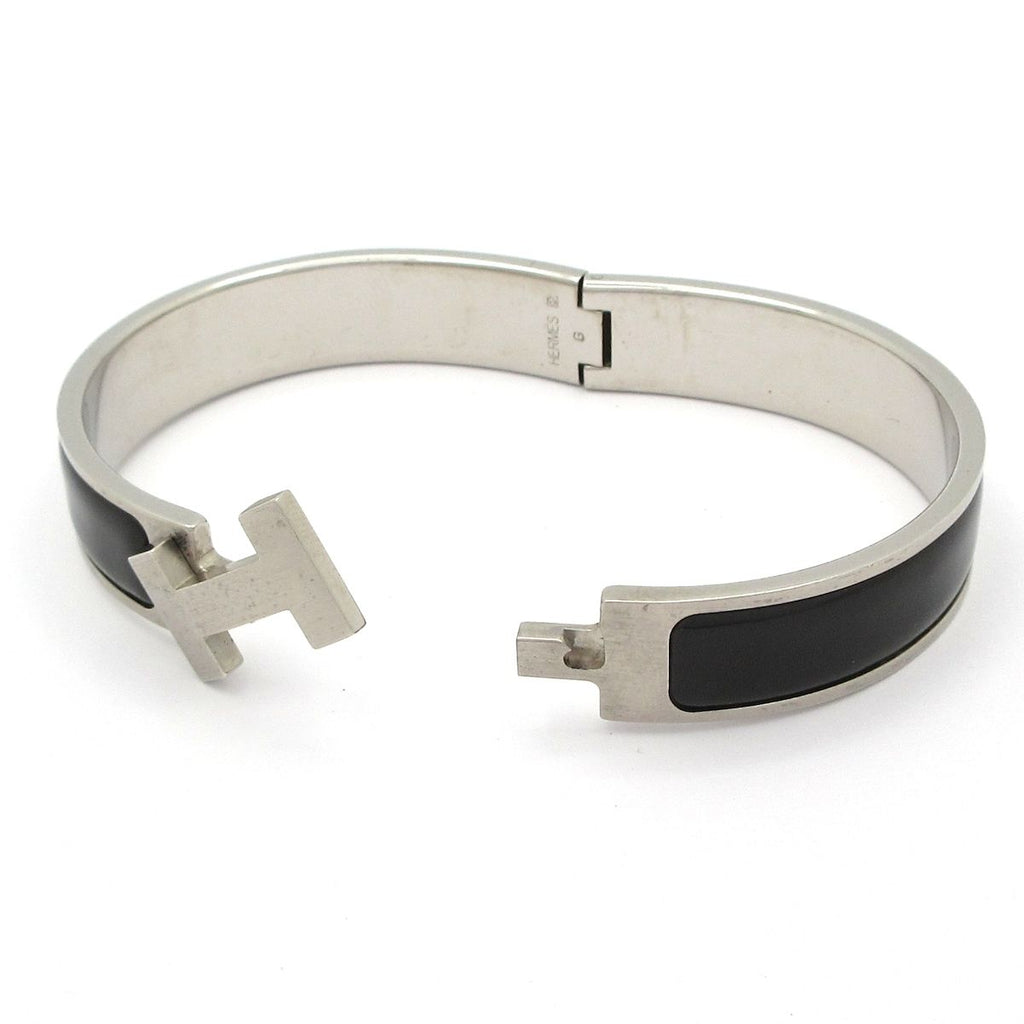 Hermes Bangle Click HH Silver Black Bracelet — view 5