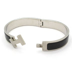 Hermes Bangle Click HH Silver Black Bracelet — view 5