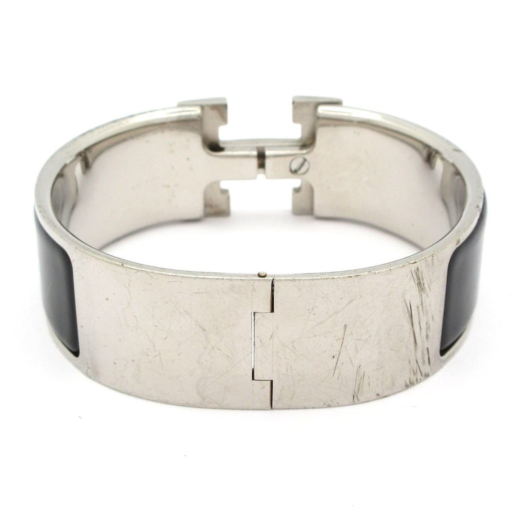 Hermes Bangle Clic Clac Silver Black Bracelet — view 3
