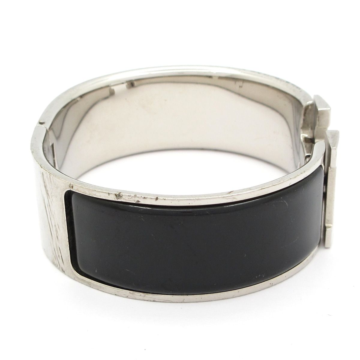 Hermes Bangle Clic Clac Silver Black Bracelet — view 2