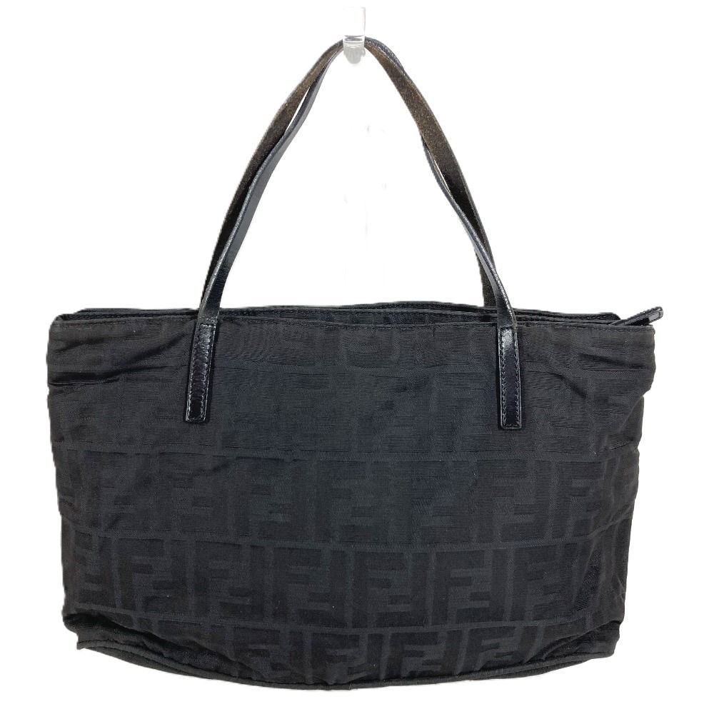 Fendi Handbag FF Logo Leather Nylon Black — view 2