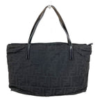 Fendi Handbag FF Logo Leather Nylon Black — view 2