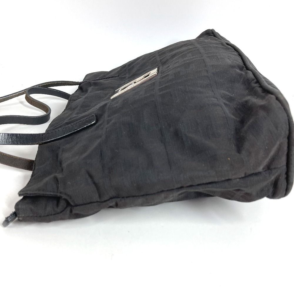 Fendi Handbag FF Logo Leather Nylon Black — view 3