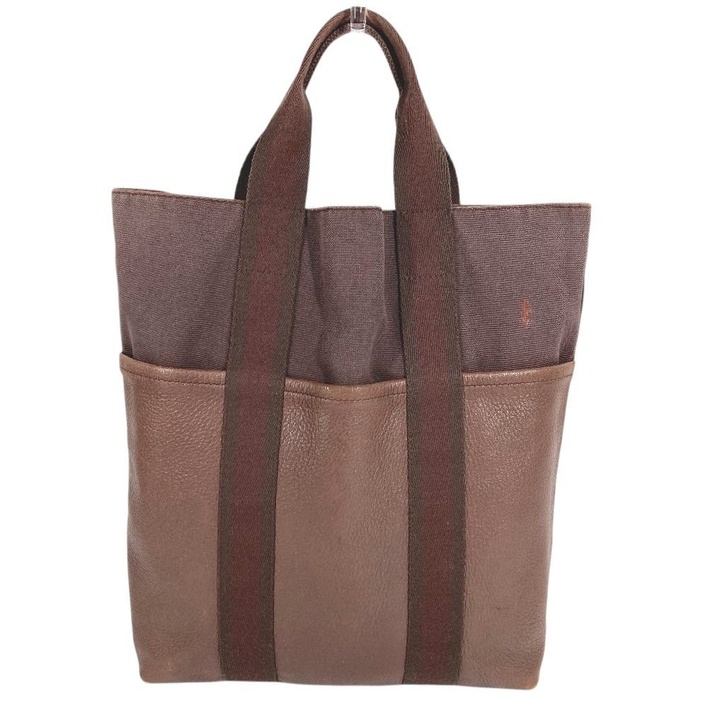 Hermes Handbag Fourre Tout Cabas Leather Canvas Brown
