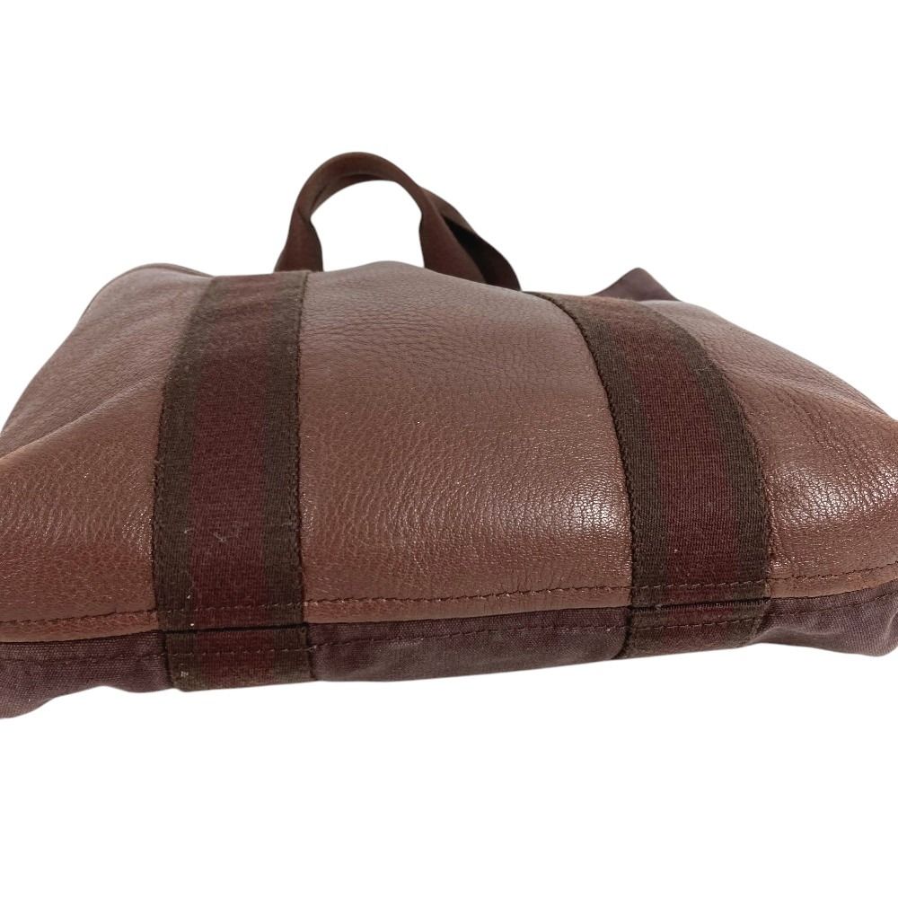 Hermes Handbag Fourre Tout Cabas Leather Canvas Brown — view 6