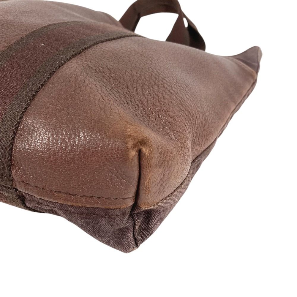 Hermes Handbag Fourre Tout Cabas Leather Canvas Brown — view 7