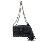 Gucci Studs Bamboo Shoulder Bag Leather Black