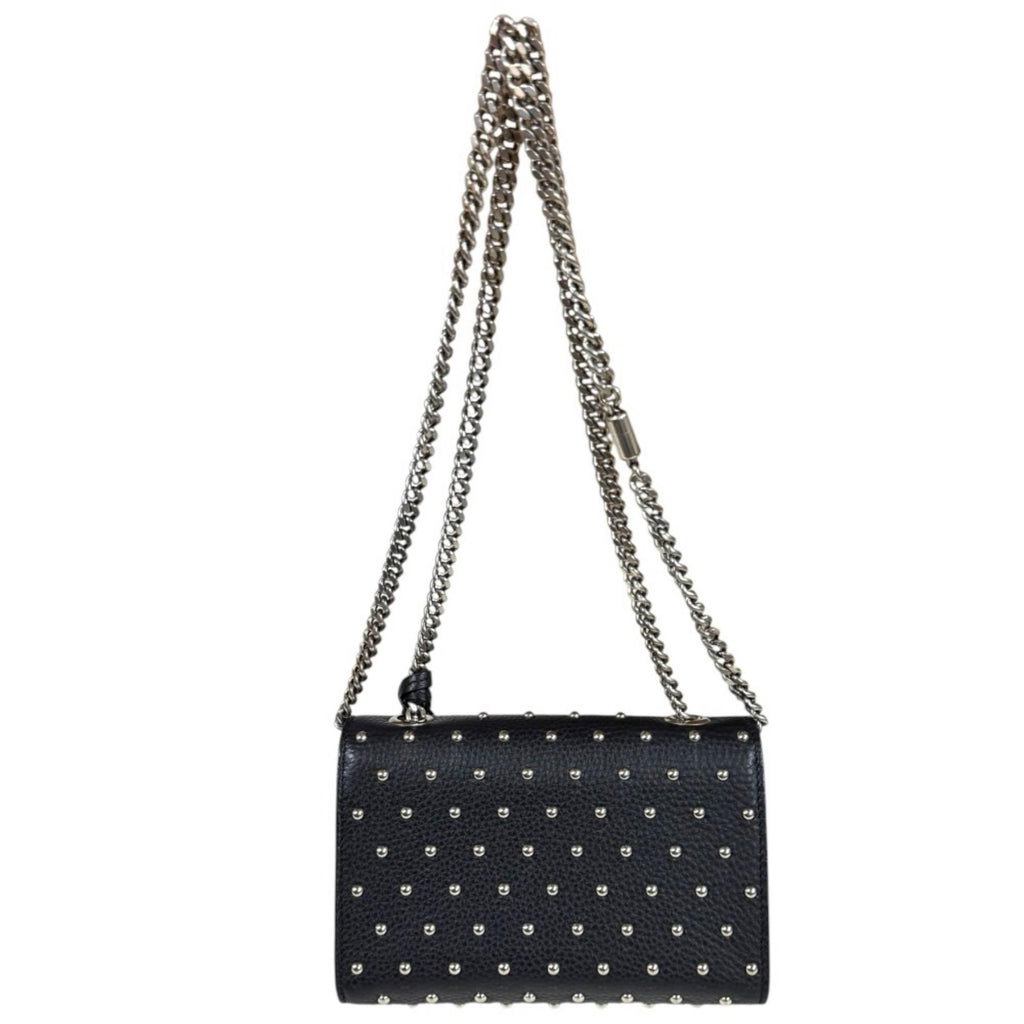 Gucci Studs Bamboo Shoulder Bag Leather Black — view 3