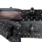Gucci Studs Bamboo Shoulder Bag Leather Black — view 9