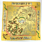 Hermes Carre 90 Neige D'antan Last Year's Snow Yellow Christmas Silk Scarf