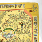 Hermes Carre 90 Neige D'antan Last Year's Snow Yellow Christmas Silk Scarf — view 3