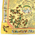 Hermes Carre 90 Neige D'antan Last Year's Snow Yellow Christmas Silk Scarf — view 4