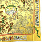 Hermes Carre 90 Neige D'antan Last Year's Snow Yellow Christmas Silk Scarf — view 5
