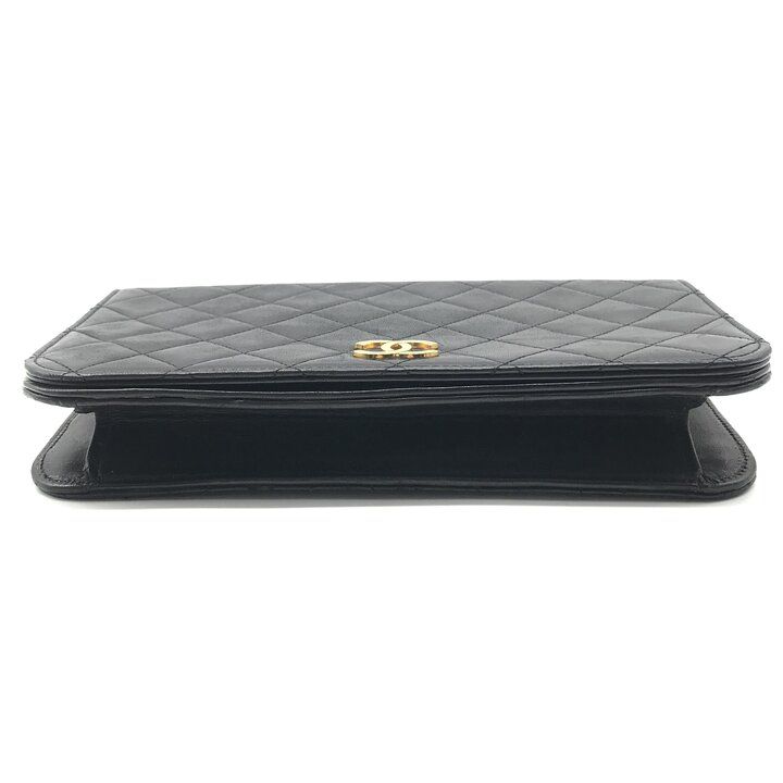 Chanel CC Logo Quilted Lambskin Push Lock Chain Shoulder Bag Black — view 3