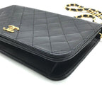 Chanel CC Logo Quilted Lambskin Push Lock Chain Shoulder Bag Black — view 5
