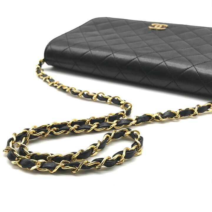 Chanel CC Logo Quilted Lambskin Push Lock Chain Shoulder Bag Black — view 6
