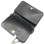 Chanel CC Logo Quilted Lambskin Push Lock Chain Shoulder Bag Black — view 7