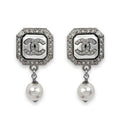 Chanel CC Logo Pearl Earrings