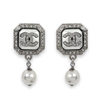 Chanel CC Logo Pearl Earrings