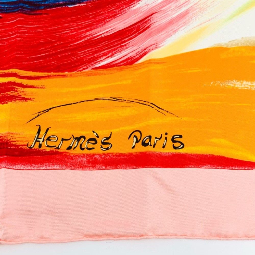 Hermes Carre 90 Smiles in Third Millenary Pink Multicolor Scarf Silk — view 7