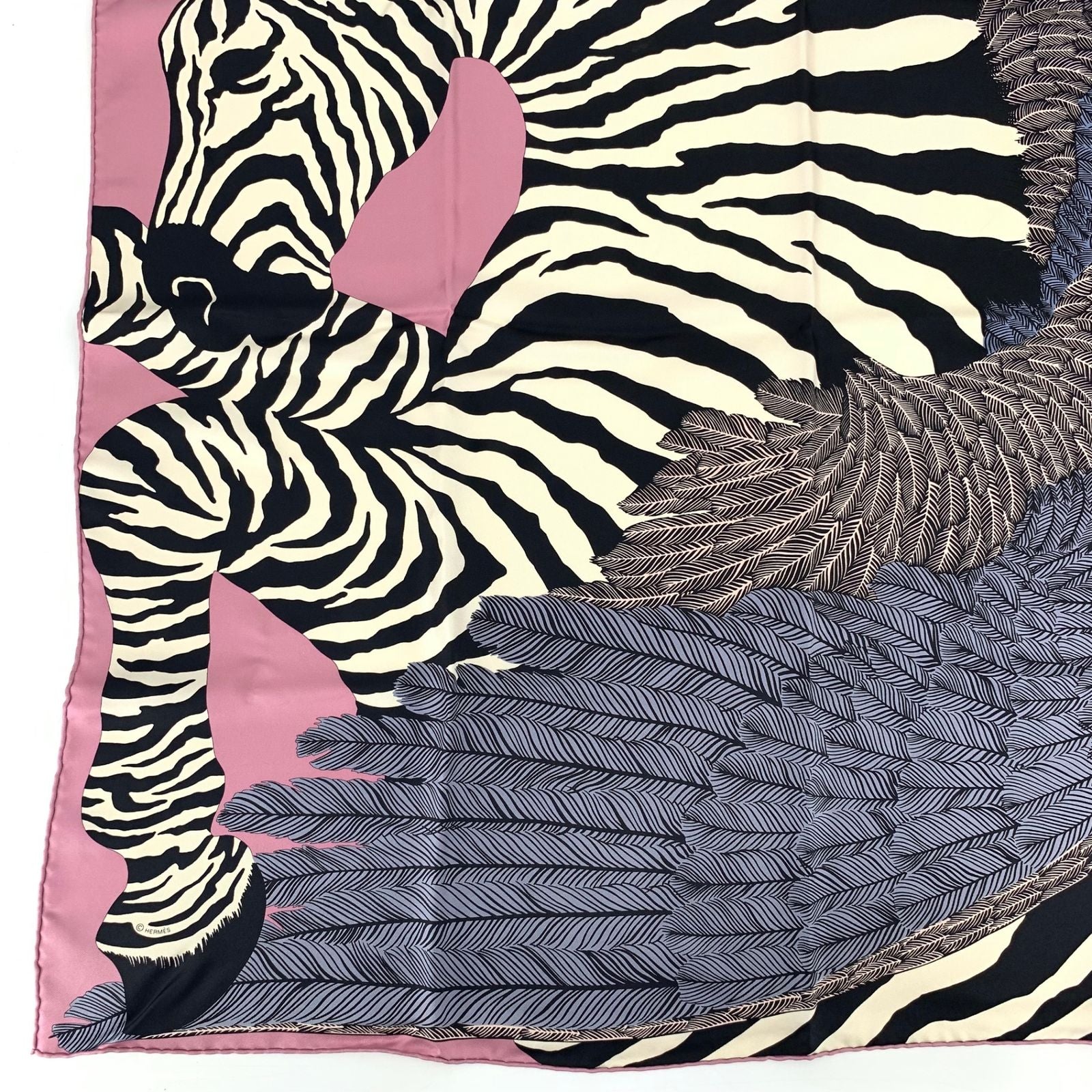 Hermes Carre 90 Zebra Pegasus Pink Scarf Silk — view 6