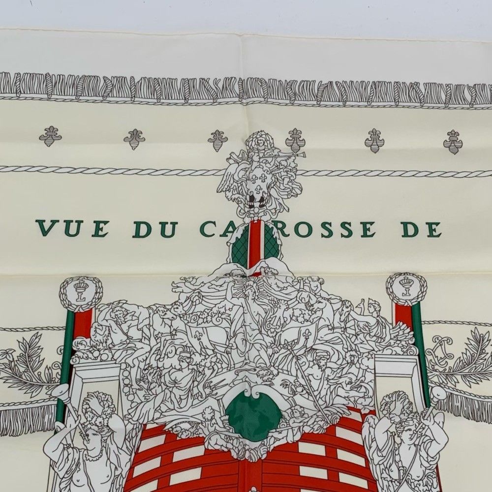 Hermes Carre 90 Vue du Carrosse de la Galere la Reale Queen's Coronation White — view 6
