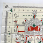 Hermes Carre 90 Vue du Carrosse de la Galere la Reale Queen's Coronation White — view 2