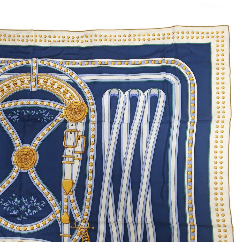 Hermes Carre 140 Grand Tralala Blue Shawl Scarf — view 5