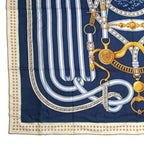 Hermes Carre 140 Grand Tralala Blue Shawl Scarf — view 4