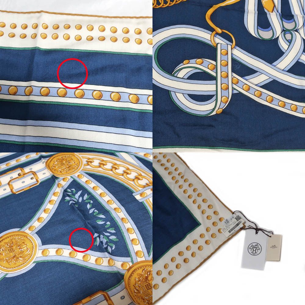Hermes Carre 140 Grand Tralala Blue Shawl Scarf — view 7
