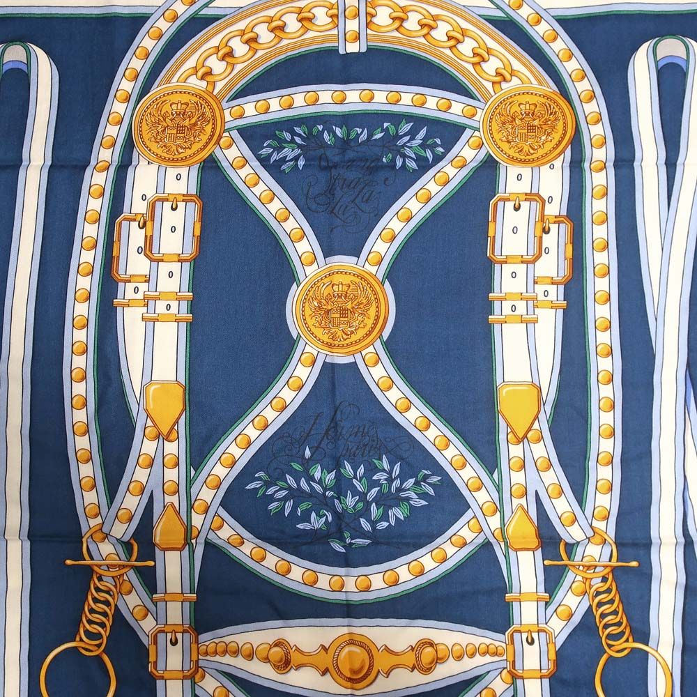 Hermes Carre 140 Grand Tralala Blue Shawl Scarf — view 9