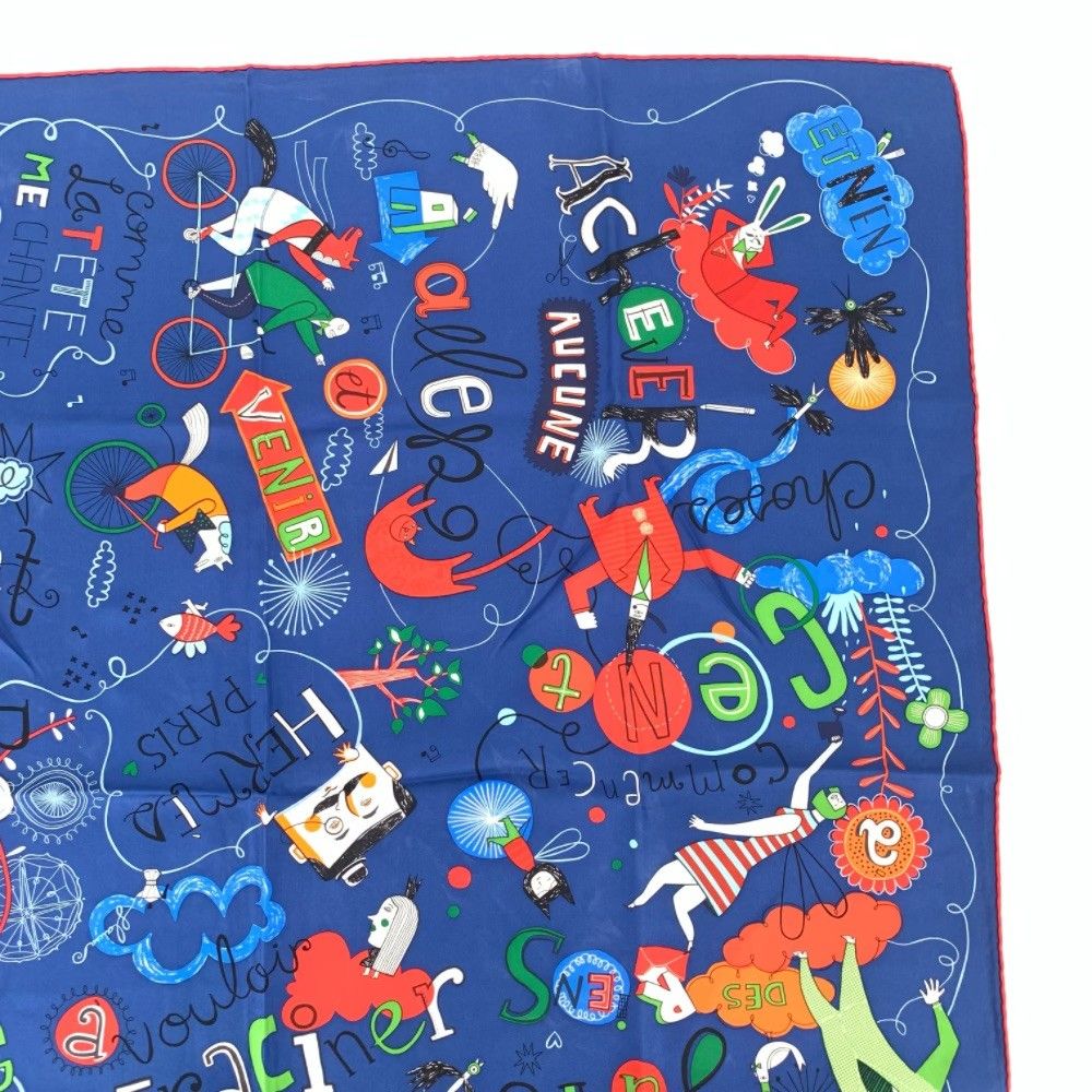 Hermes Carre 90 les Confessions White Blue Scarf Silk — view 3