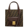 Fendi Zucca Pattern 2-Way Handbag Canvas Leather