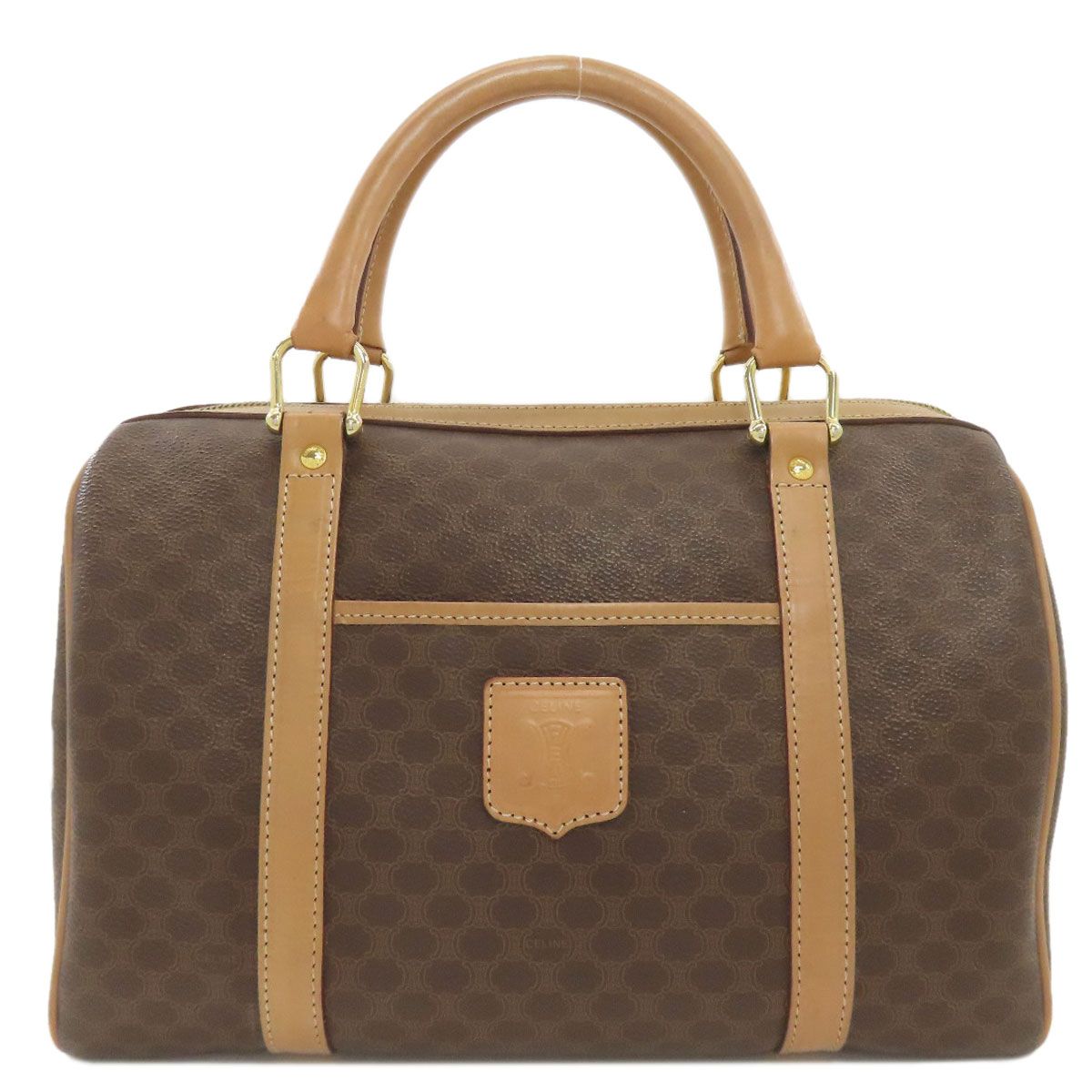 Celine Mini Boston Bag Macadam Pattern Leather