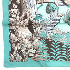 Hermes Rare Carre 90 New England Garden Green Scarf Silk 100% Tagged — view 5