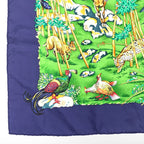 Hermes Carre 90 Sichlian Sichuan Sicilian Animals Scarf Silk 100% Navy — view 5
