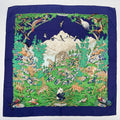 Hermes Carre 90 Sichlian Sichuan Sicilian Animals Scarf Silk 100% Navy