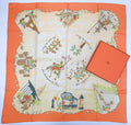 Hermes Carre 90 Silk Scarf les Triples de Paris Mischievous Triplets