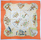 Hermes Carre 90 Silk Scarf les Triples de Paris Mischievous Triplets — view 2