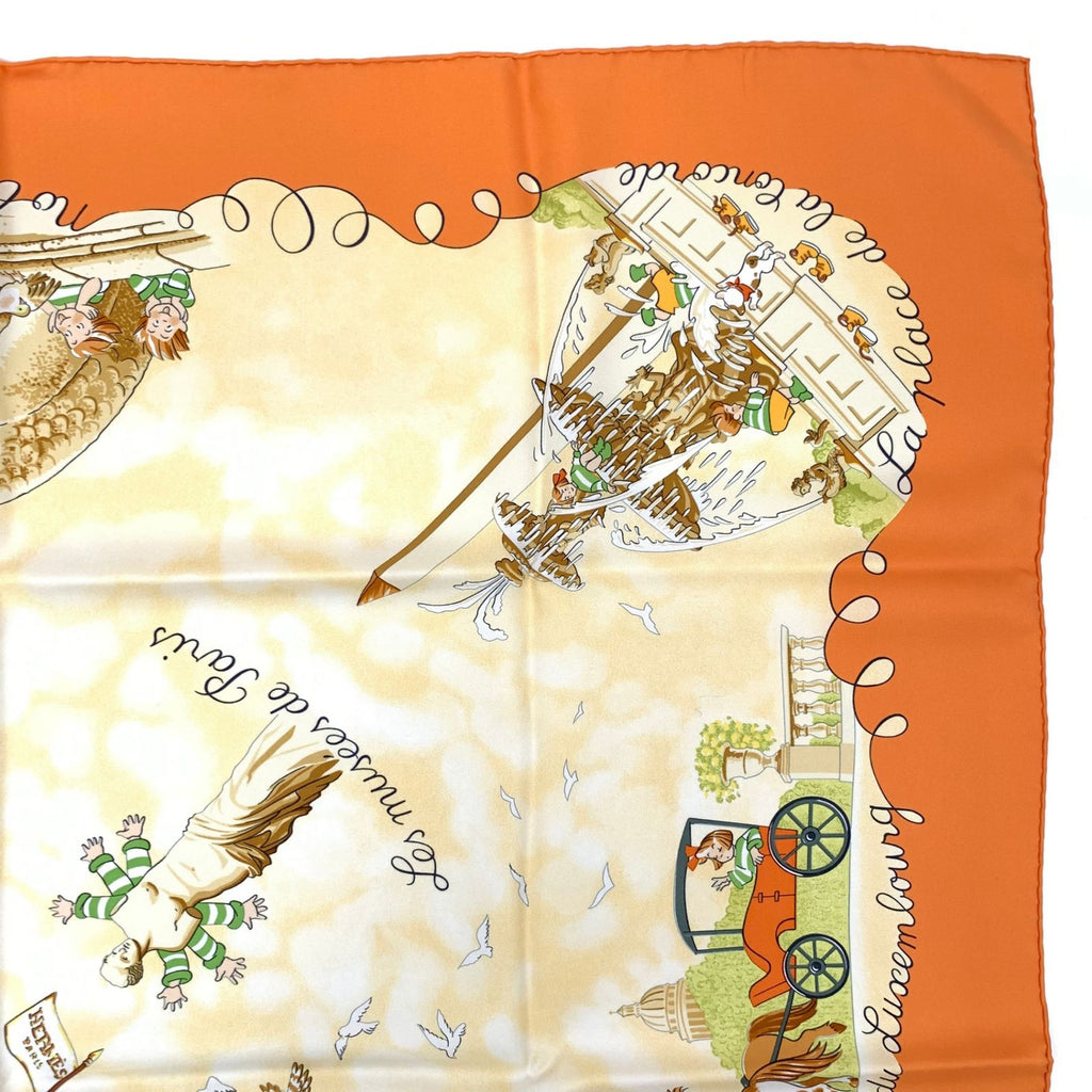 Hermes Carre 90 Silk Scarf les Triples de Paris Mischievous Triplets — view 4