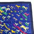 Hermes Carre 90 Raconte Moi le Cheval Talking About Horses Navy Scarf Silk — view 3