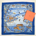 Hermes Carre 90 la Treve de L Eau Water Truce Scarf Silk Blue Multicolor