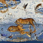 Hermes Carre 90 la Treve de L Eau Water Truce Scarf Silk Blue Multicolor — view 7