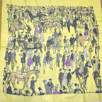 Hermes Carre 140 Paddock Yellow Large Scarf Silk