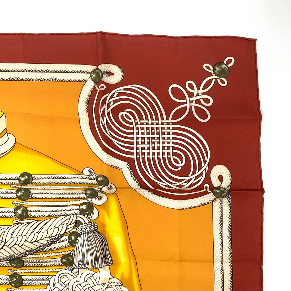 Hermes Carre 90 Brandebourgs Red Yellow Scarf Silk — view 3